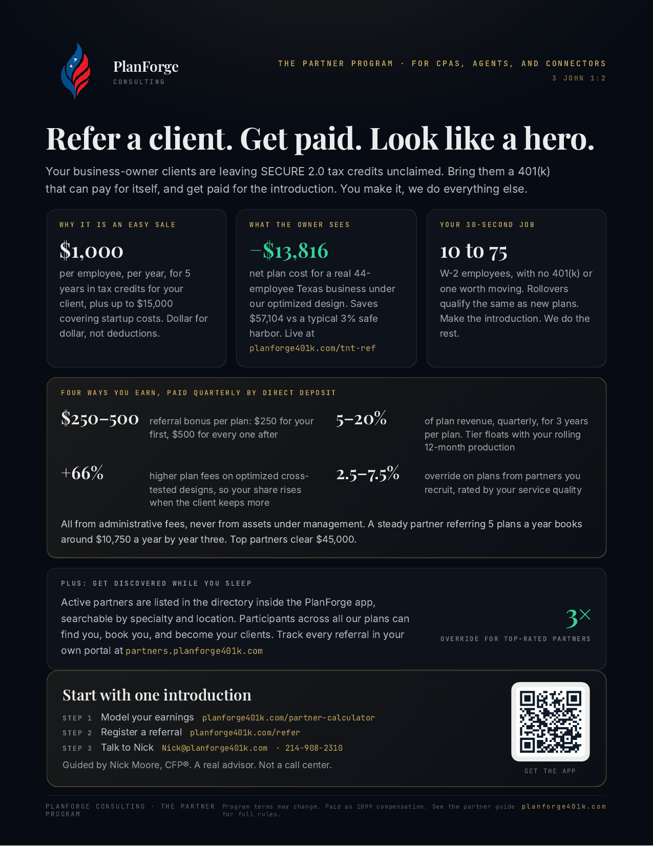 Your clients win first.<br>You get paid for making the connection.”/><h1>Your clients win first.<br>You get paid for making the connection.</h1><p class=